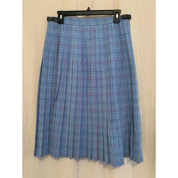 Mairi Macintyre Dresses & Skirts - Vintage Mairi Macintyre 100% Wool Light Blue Red Plaid Tartan Kilt Skirt Size 16